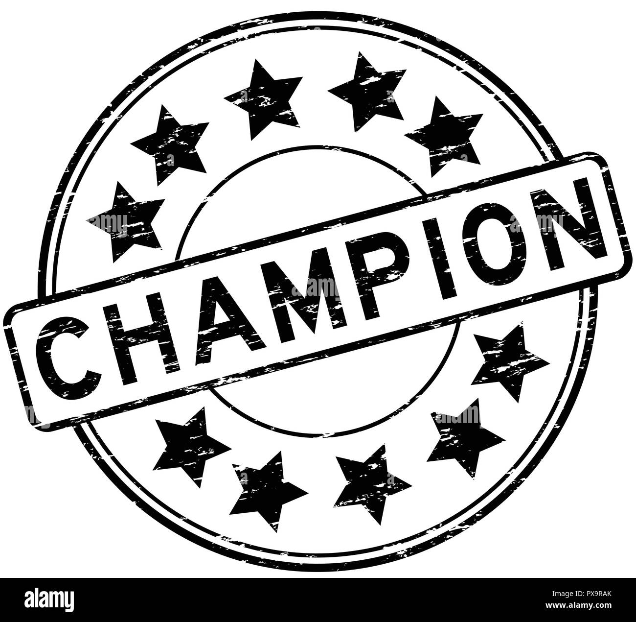 Grunge black champion with star icon round ruuber stamp on white background  Stock Vector Image & Art - Alamy