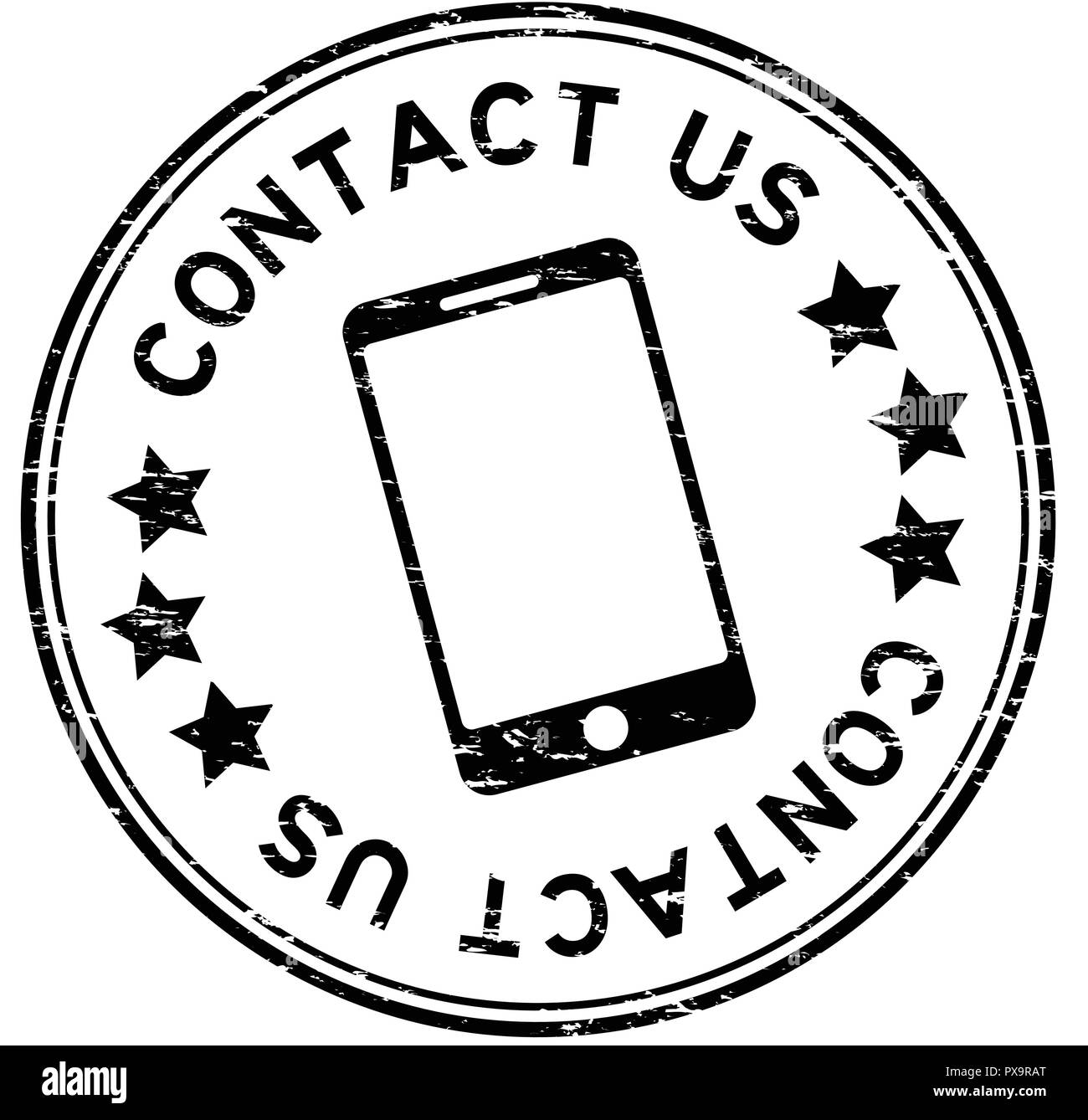 Grunge black contact us with phone icon round rubber seal stamp on ...
