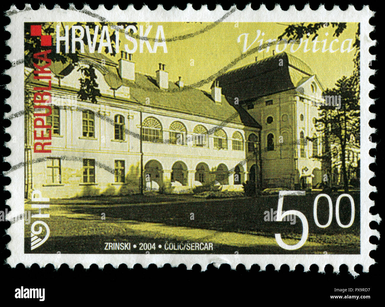 Postmarked stamp from Croatia in the  Croatian Towns (III) series issued in 2004 Stock Photo