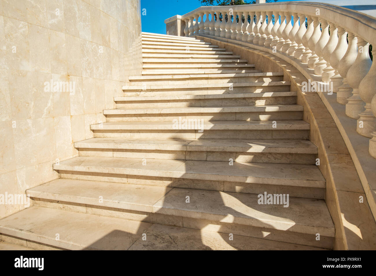 marble staircase in the hotel. many steep steps, a sharp turn on the stairs  down. natural stone on the stairs, expensive material, smooth texture  15582636 Stock Photo at Vecteezy