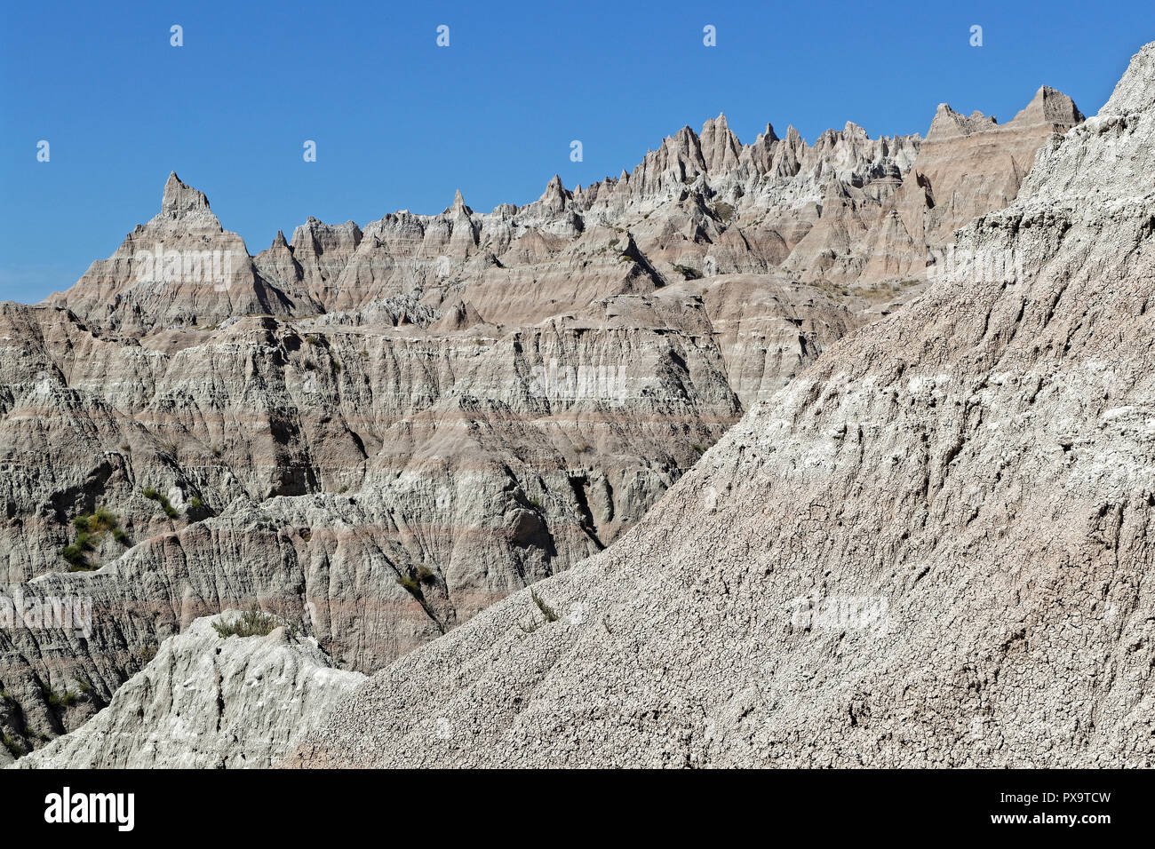 Peaks landscape in the Badlands, South Dakota Stock Photo