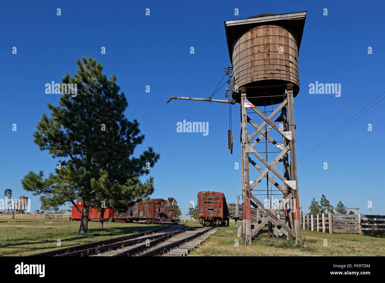 Old train in a western ghost town of South Dakota Stock Photo - Alamy