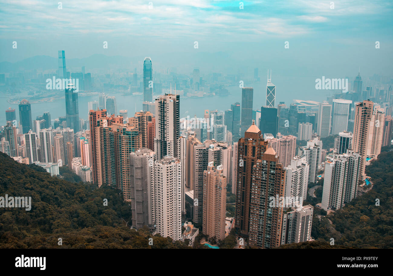 Hong Kong panoramic view from Victoria's peak. This is an iconic city