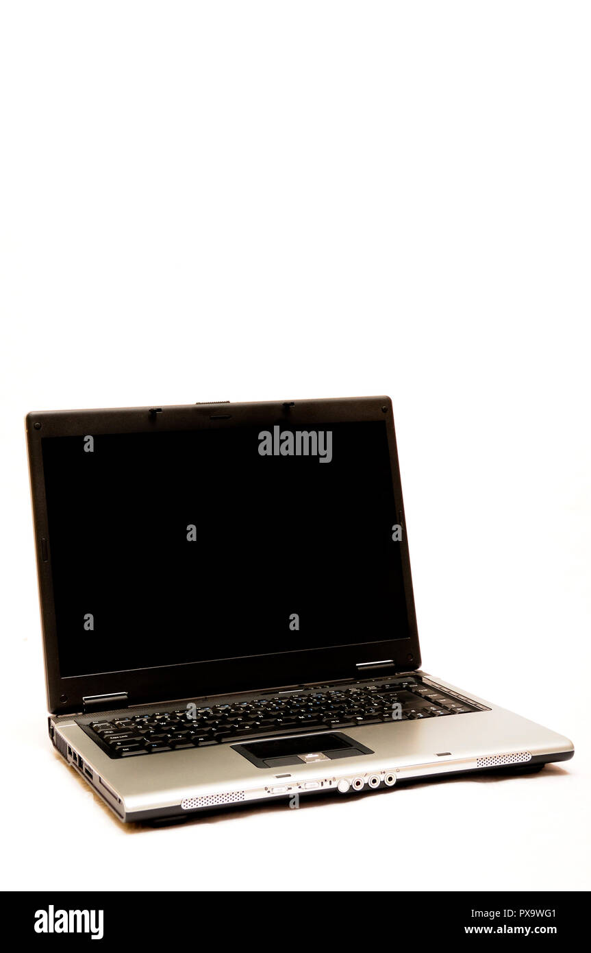 laptop with blank screen isolated Stock Photo
