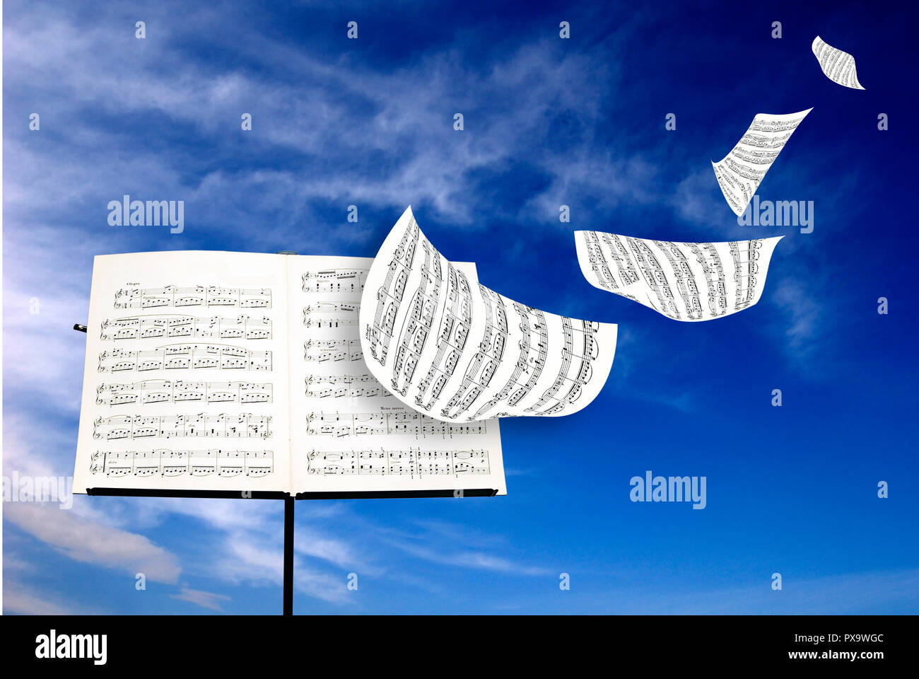 Musical notes flying hi-res stock photography and images - Alamy