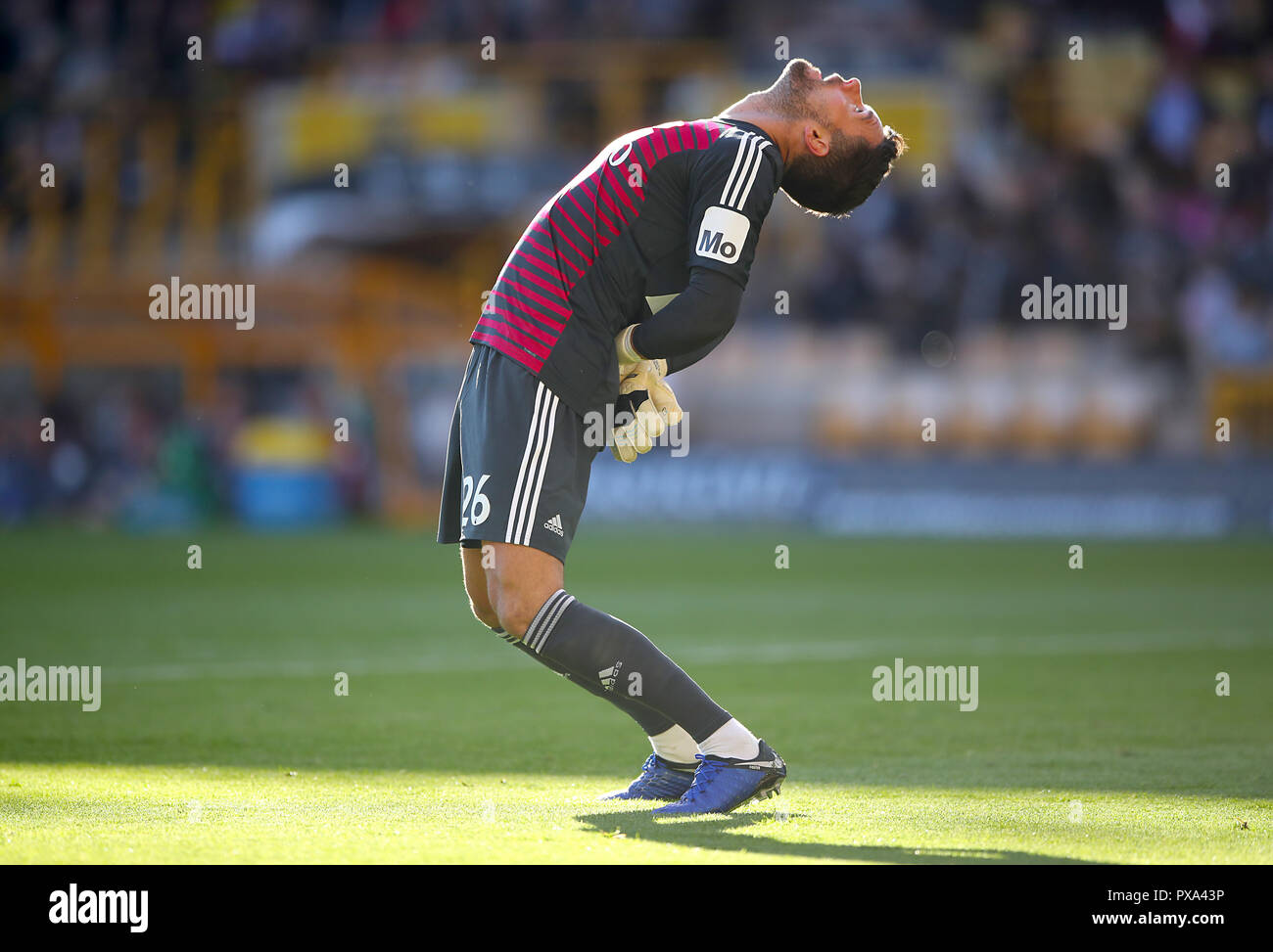 Watford goalkeeper Ben Foster stretches his back during the Premier League match at Molineux