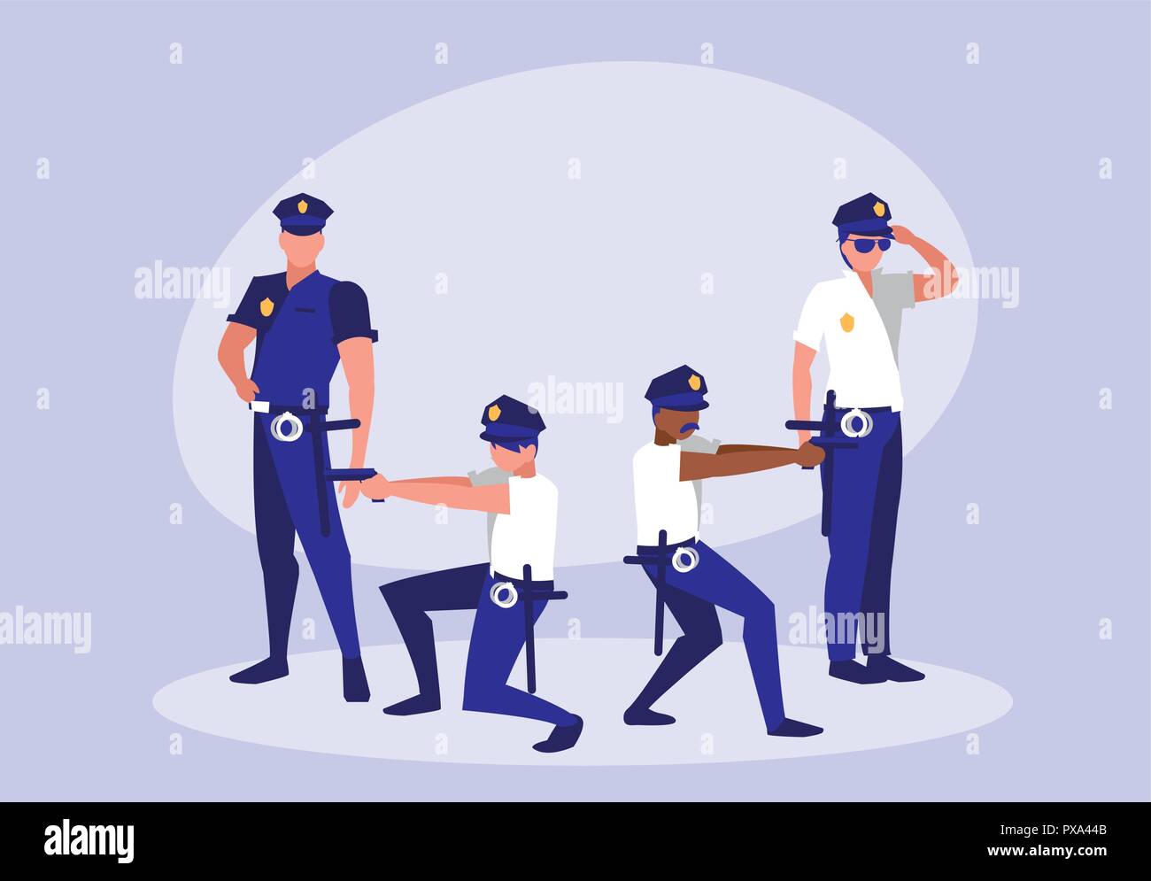 group of policemen avatar character vector illustration design Stock Vector