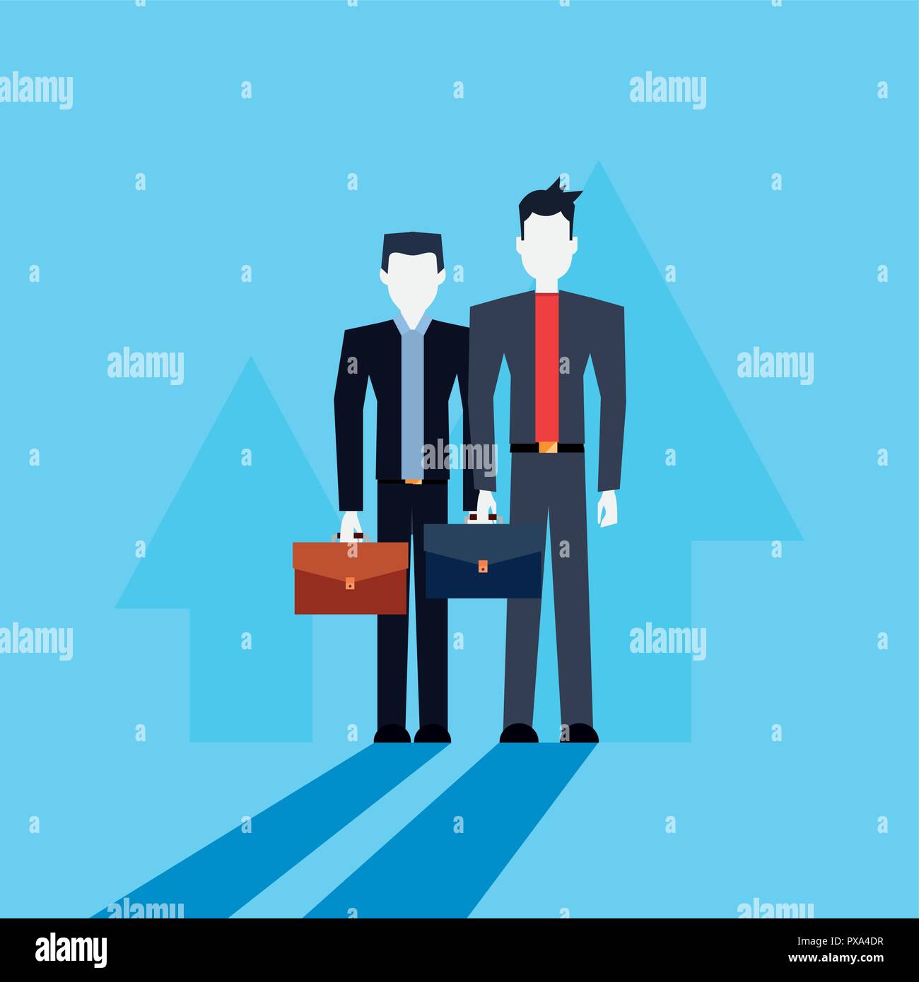 businessmen with briefcase teamwork growth arrows vector illustration ...