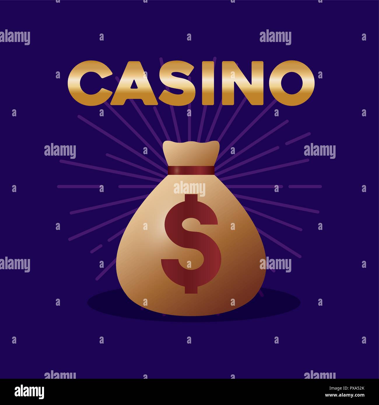 casino poker money bag dollar treasure vector illustration Stock Vector