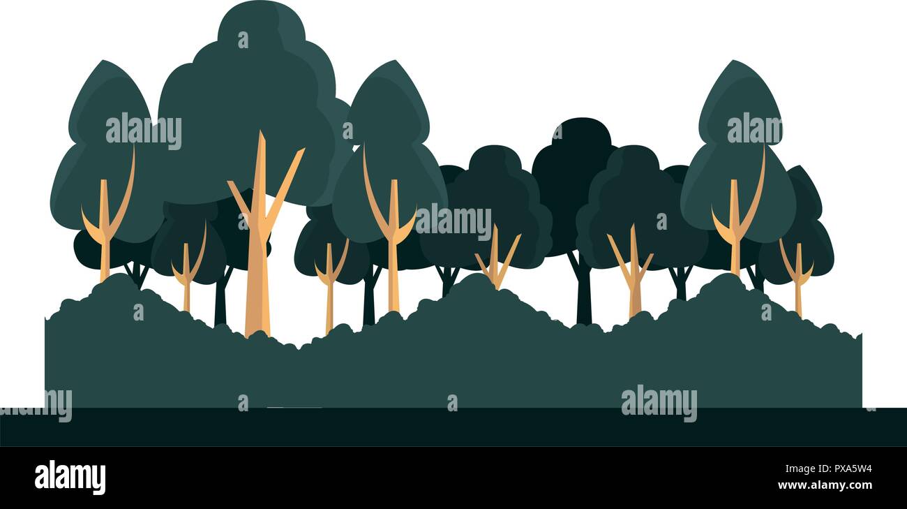 green trees bushes foliage natural landscape vector illustration Stock ...