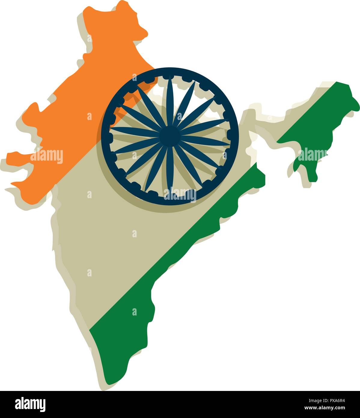 indian map with flag landmark vector illustration Stock Vector Image ...