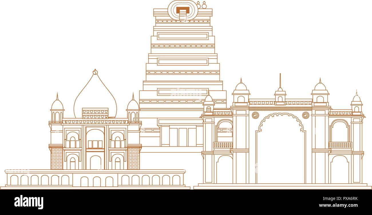welcome india monuments landmark traditional vector illustration Stock Vector