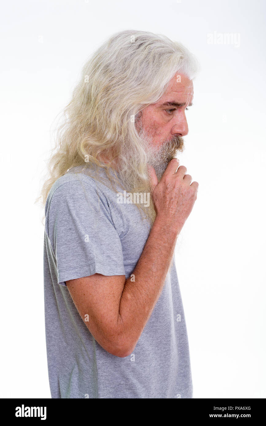 Old man white beard profile hi-res stock photography and images - Alamy