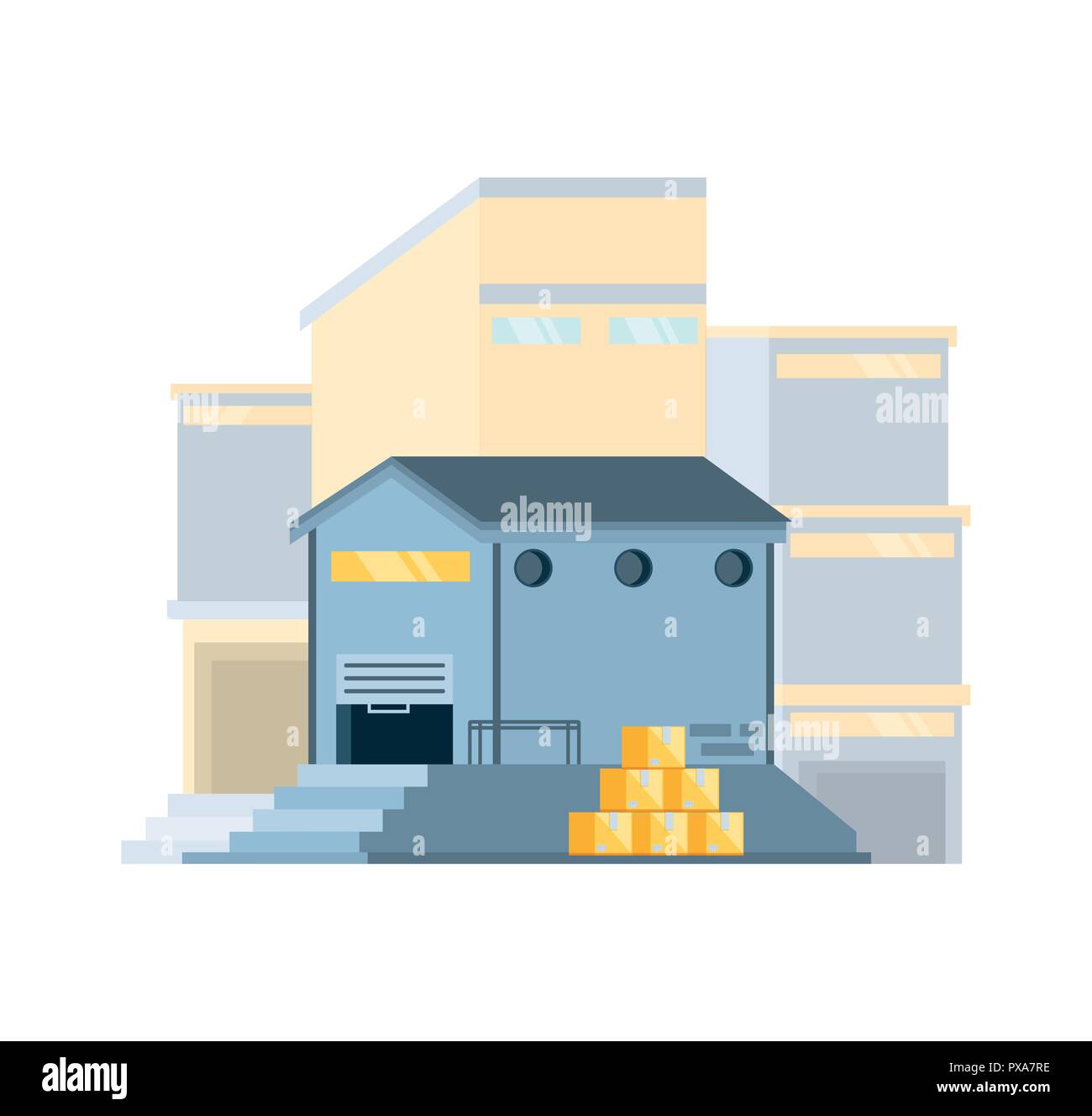 warehouse building with delivery boxes vector illustration design Stock ...