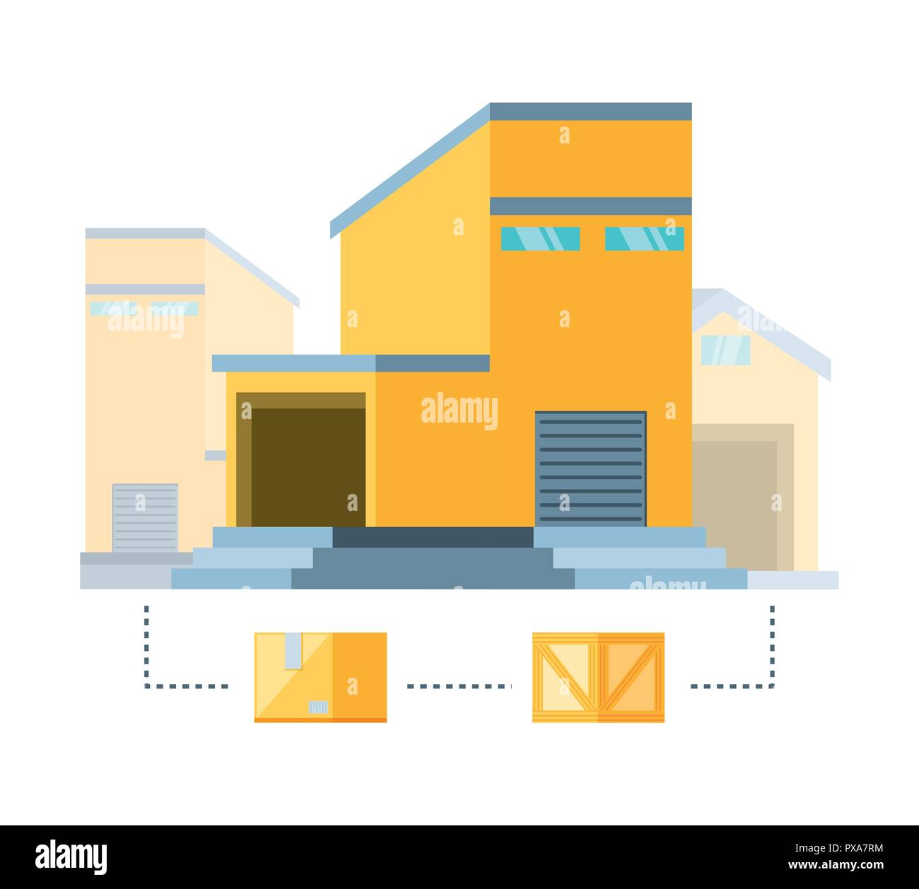 warehouse building with delivery boxes vector illustration design Stock ...