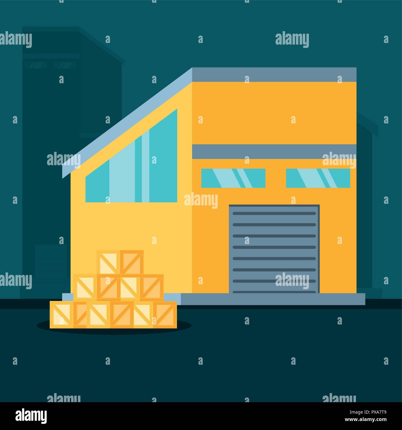 warehouse building with delivery boxes vector illustration design Stock ...
