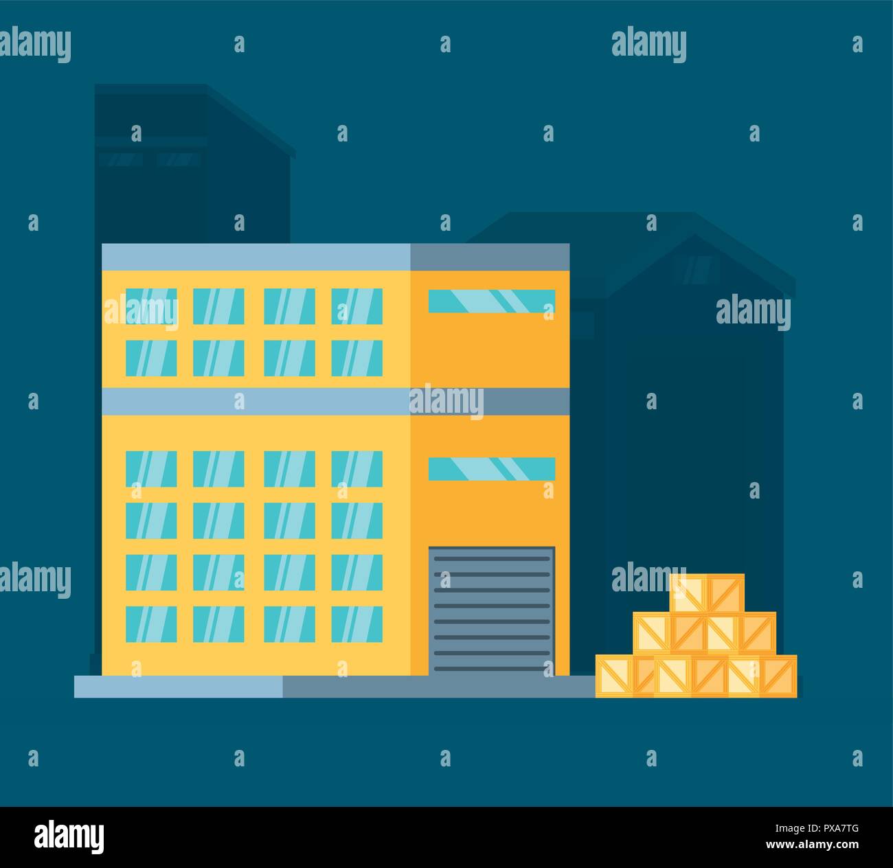 warehouse building with delivery boxes vector illustration design Stock ...