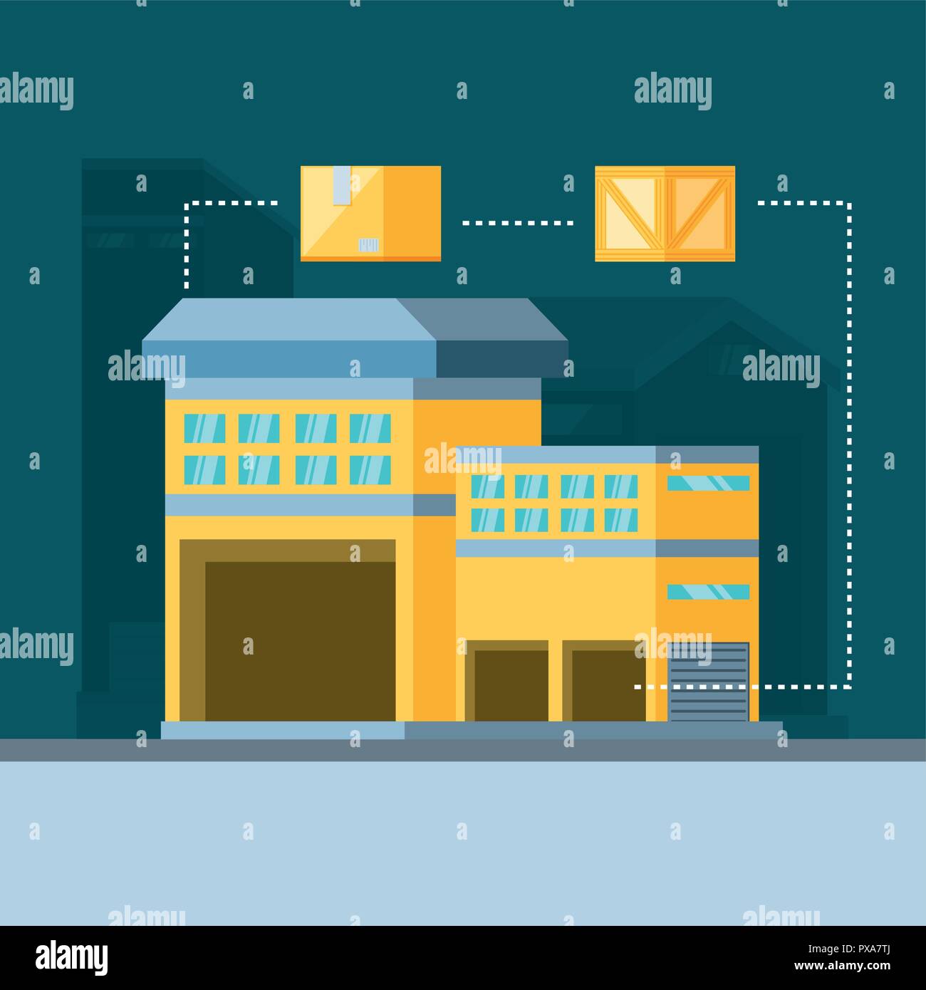 warehouse building with delivery boxes vector illustration design Stock ...