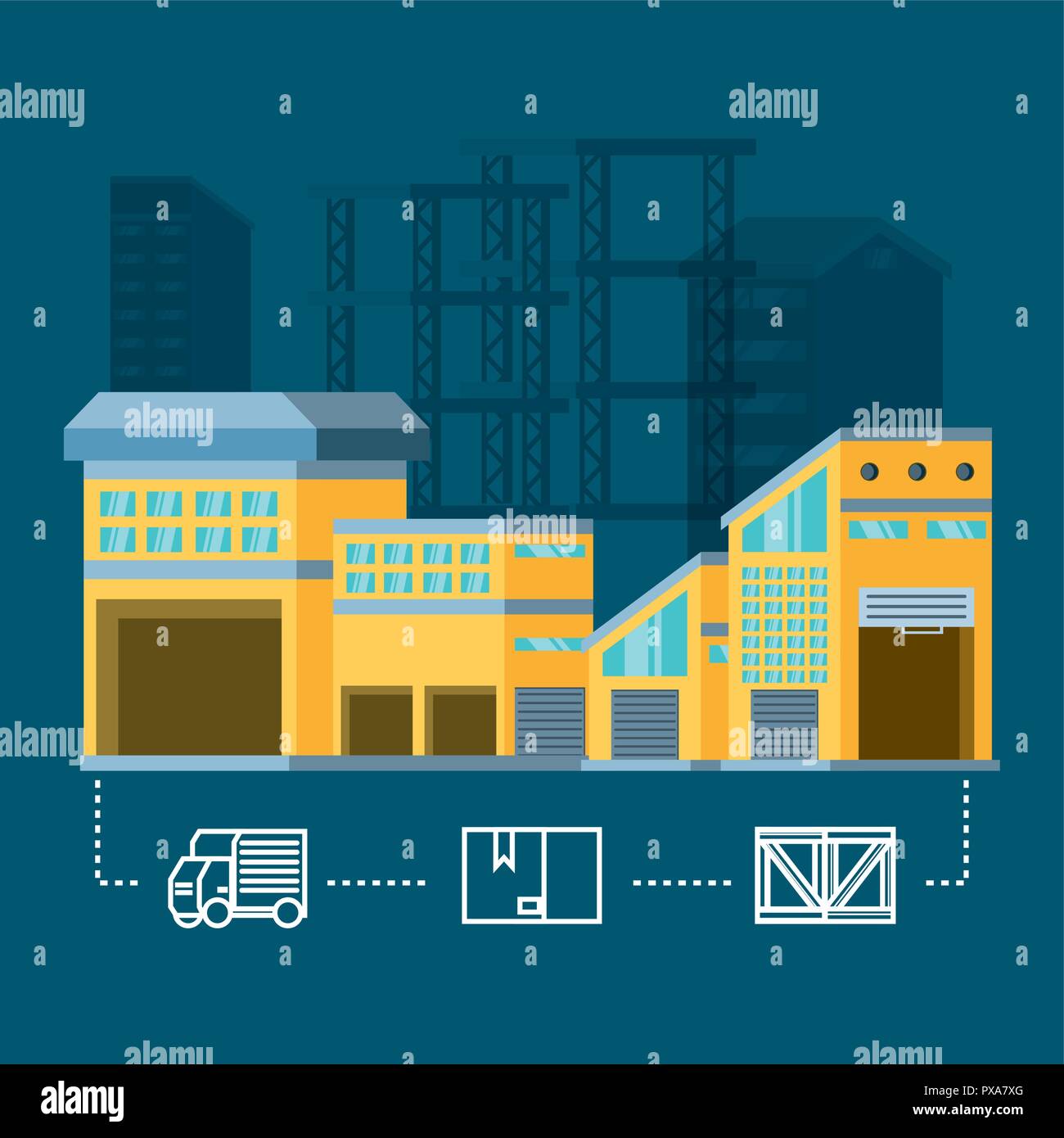 warehouse building with delivery boxes vector illustration design Stock ...
