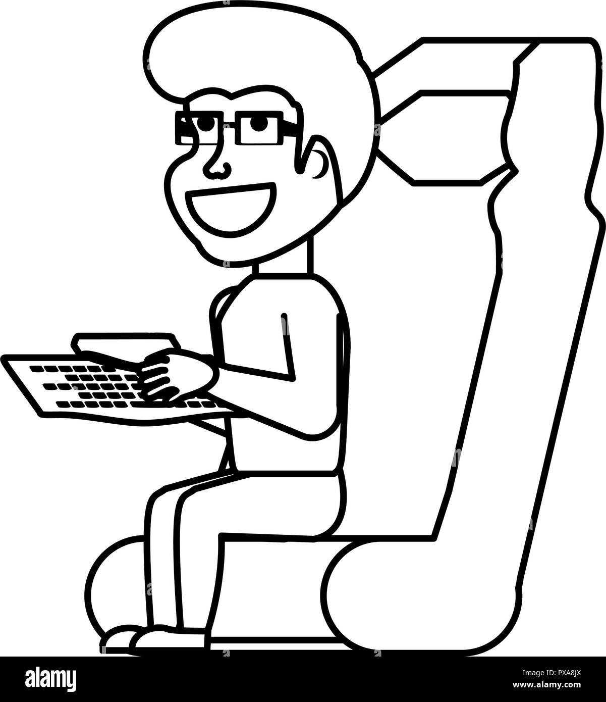 Buy vector boy sitting playing video game royalty-free illustration