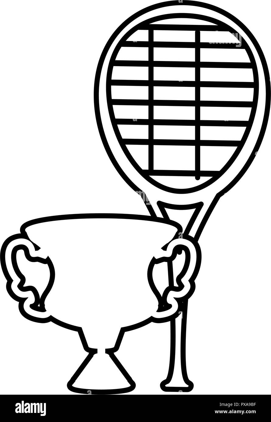 trophy cup with racket tennis vector illustration design Stock Vector ...