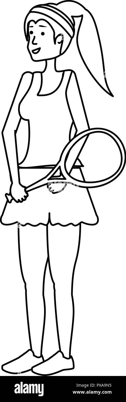 Cartoon woman playing tennis Black and White Stock Photos & Images - Alamy