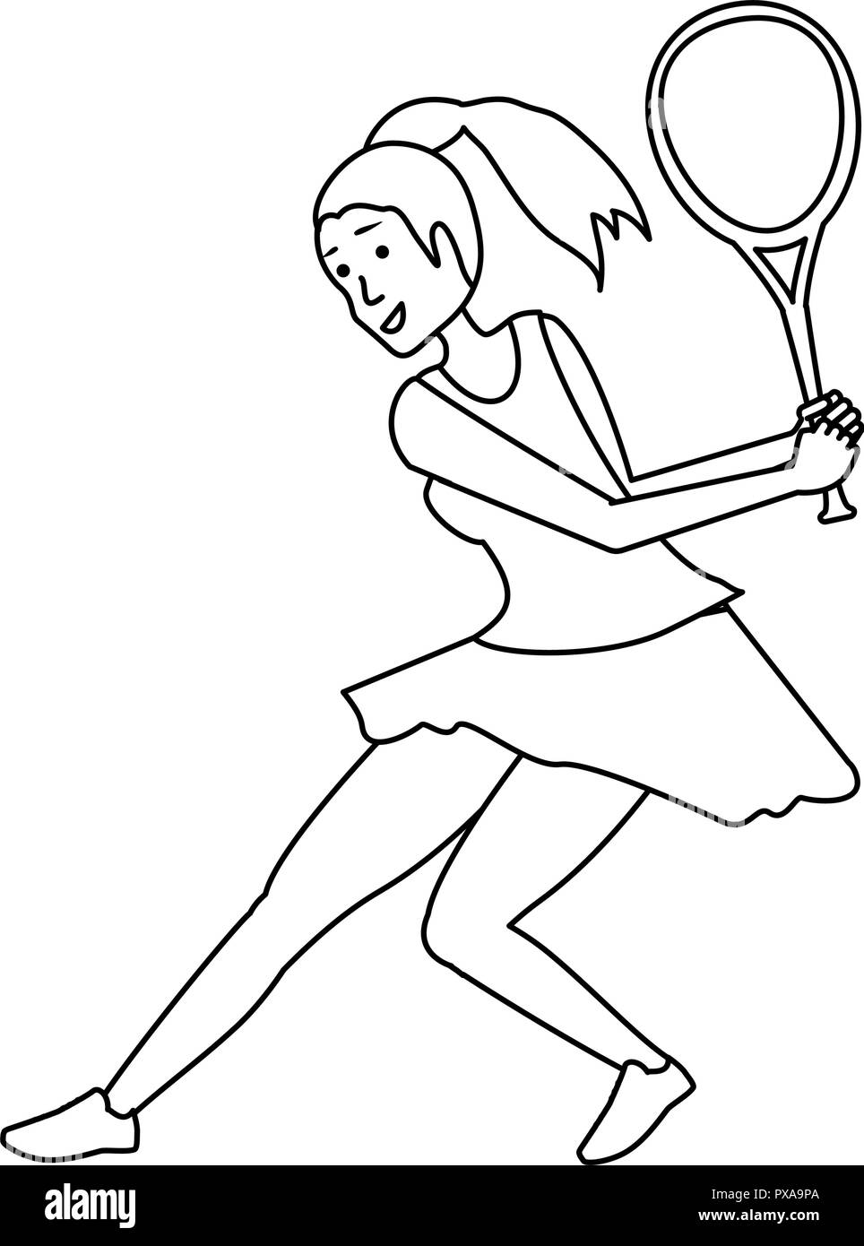 Cartoon woman playing tennis Black and White Stock Photos & Images - Alamy