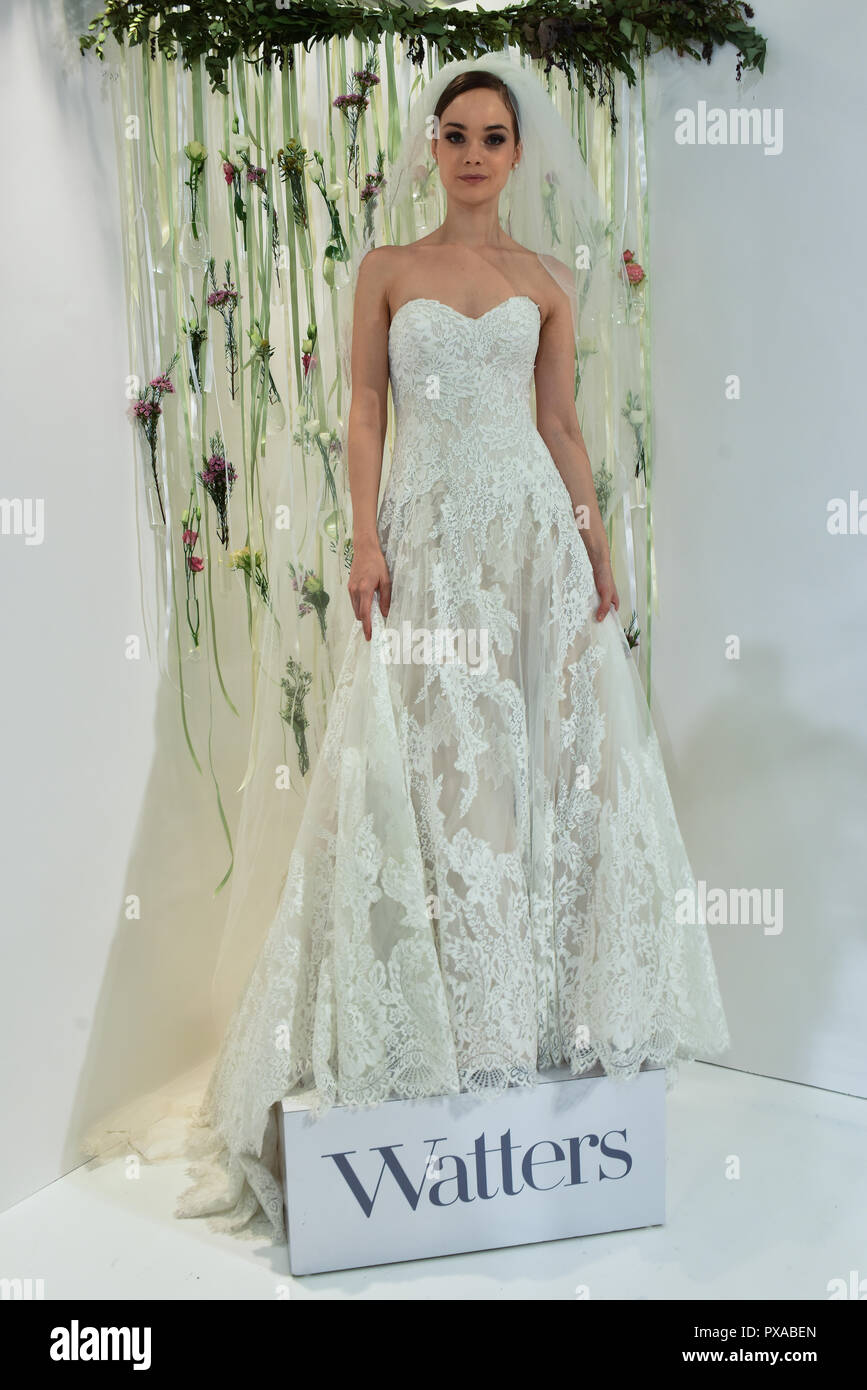 New York Ny April 22 A Model Poses At The Watters Bridal