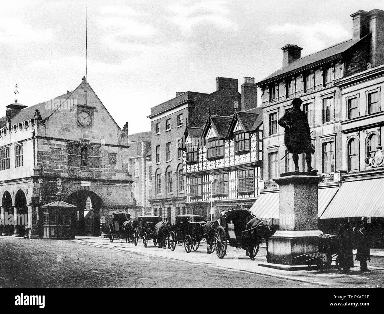 Old Market Place, Shrewsbury early 1900s Stock Photo