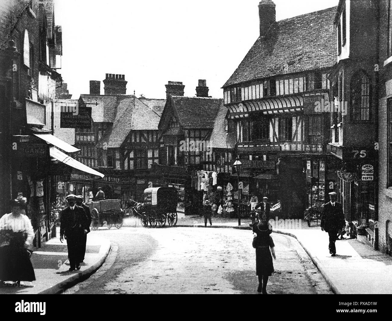 Wyle Cop, Shrewsbury early 1900s Stock Photo