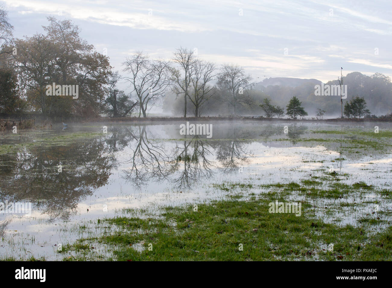 Flood water from the October 20128 floods in Ambleside by the side of the River Rothay, Lake District, UK. Stock Photo