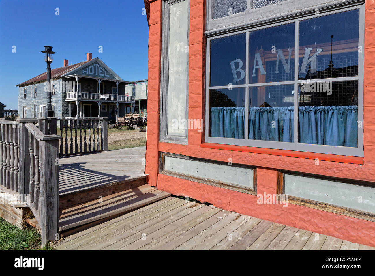 The Bank of an old western town of South Dakota Stock Photo