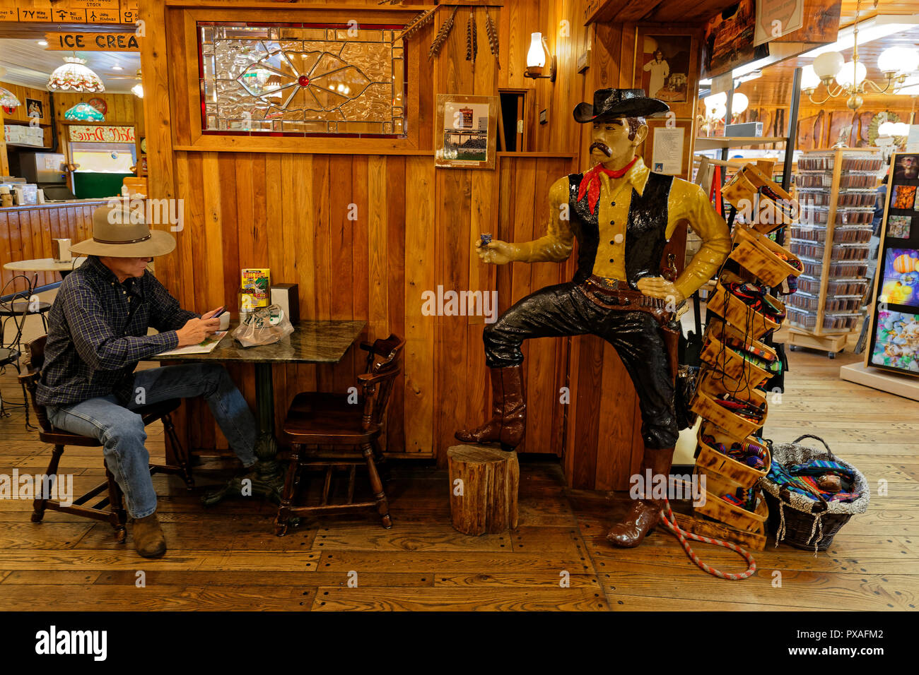 WALL, SOUTH DAKOTA, September 15, 2018 : Inside the Wall Drug Store, both a drugstore and a touristic attraction in the town center of Wall, South Dak Stock Photo