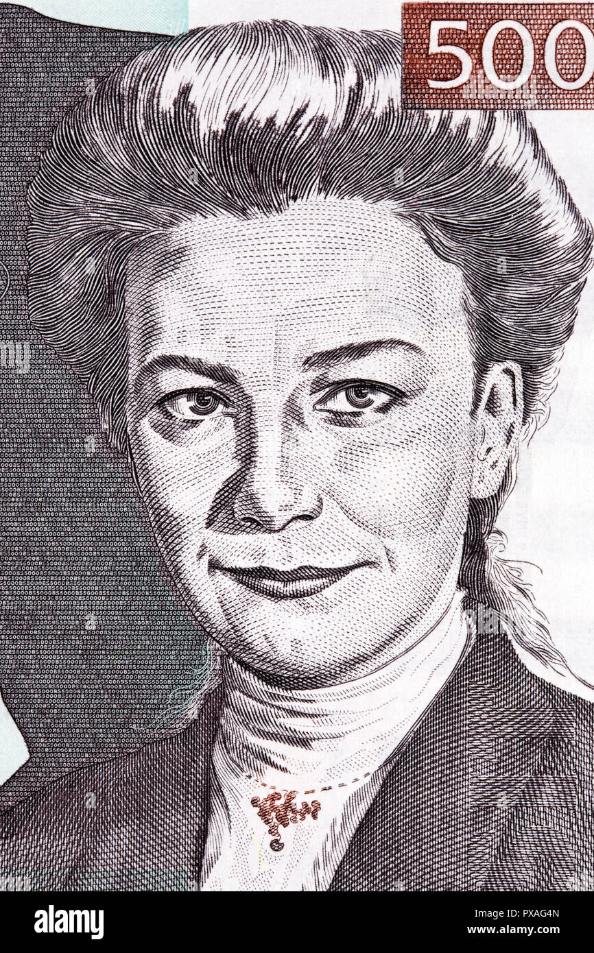 Ivana Kobilca portrait from Slovenian money Stock Photo