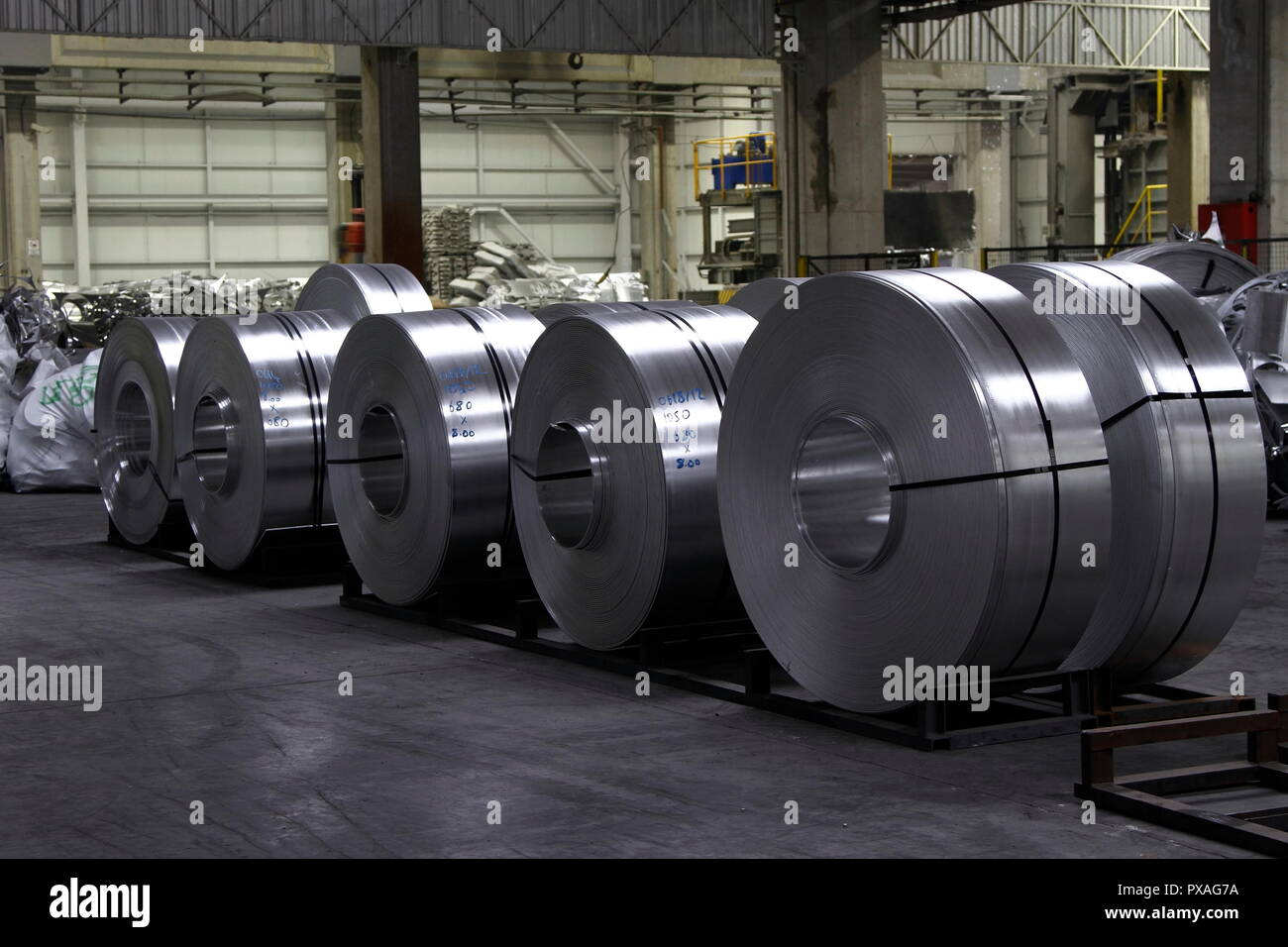 Completed the production of aluminum sheet coils Stock Photo Alamy