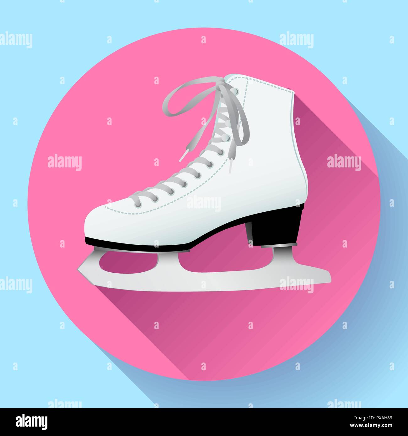 white classic ice skates icon on pink Stock Vector