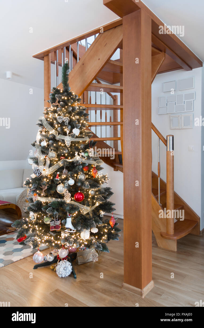 beautiful decorated christmas tree Stock Photo