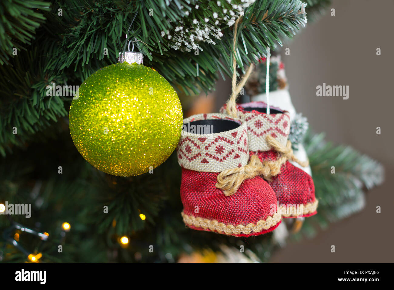 christmas tree decoration closeup Stock Photo