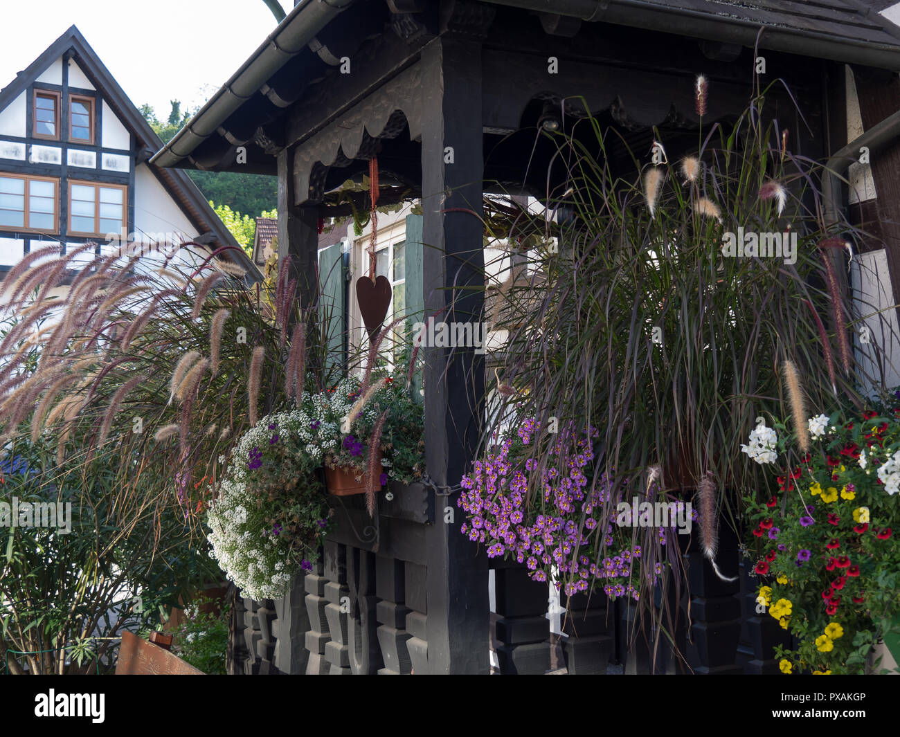 village in the dark forest Stock Photo