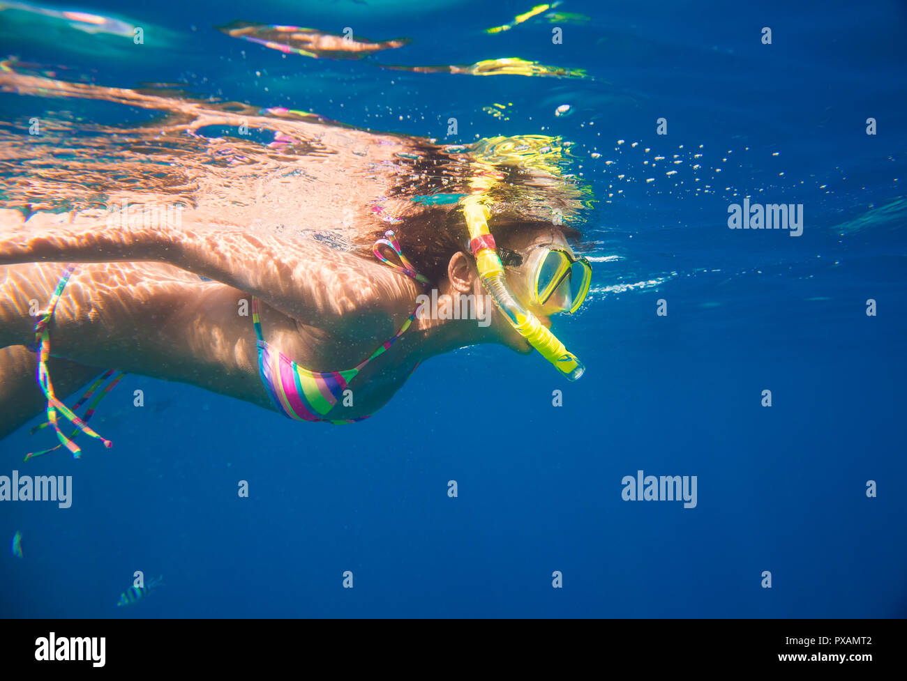 girl engaged in snorkeling  Stock Photo