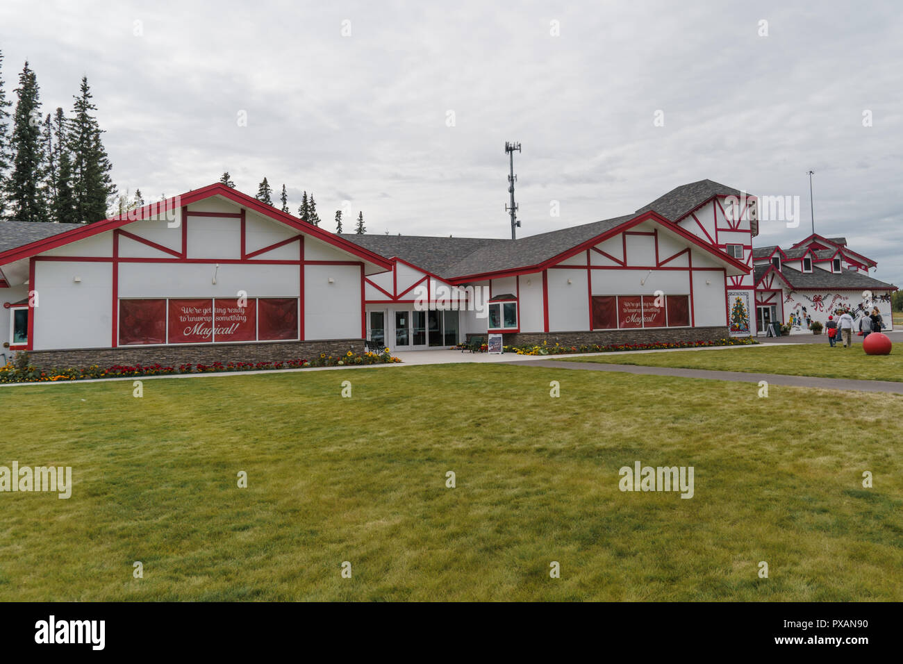 AUGUST 10 2018 - NORTH POLE, AK: Exterior view of the Santa Claus House ...
