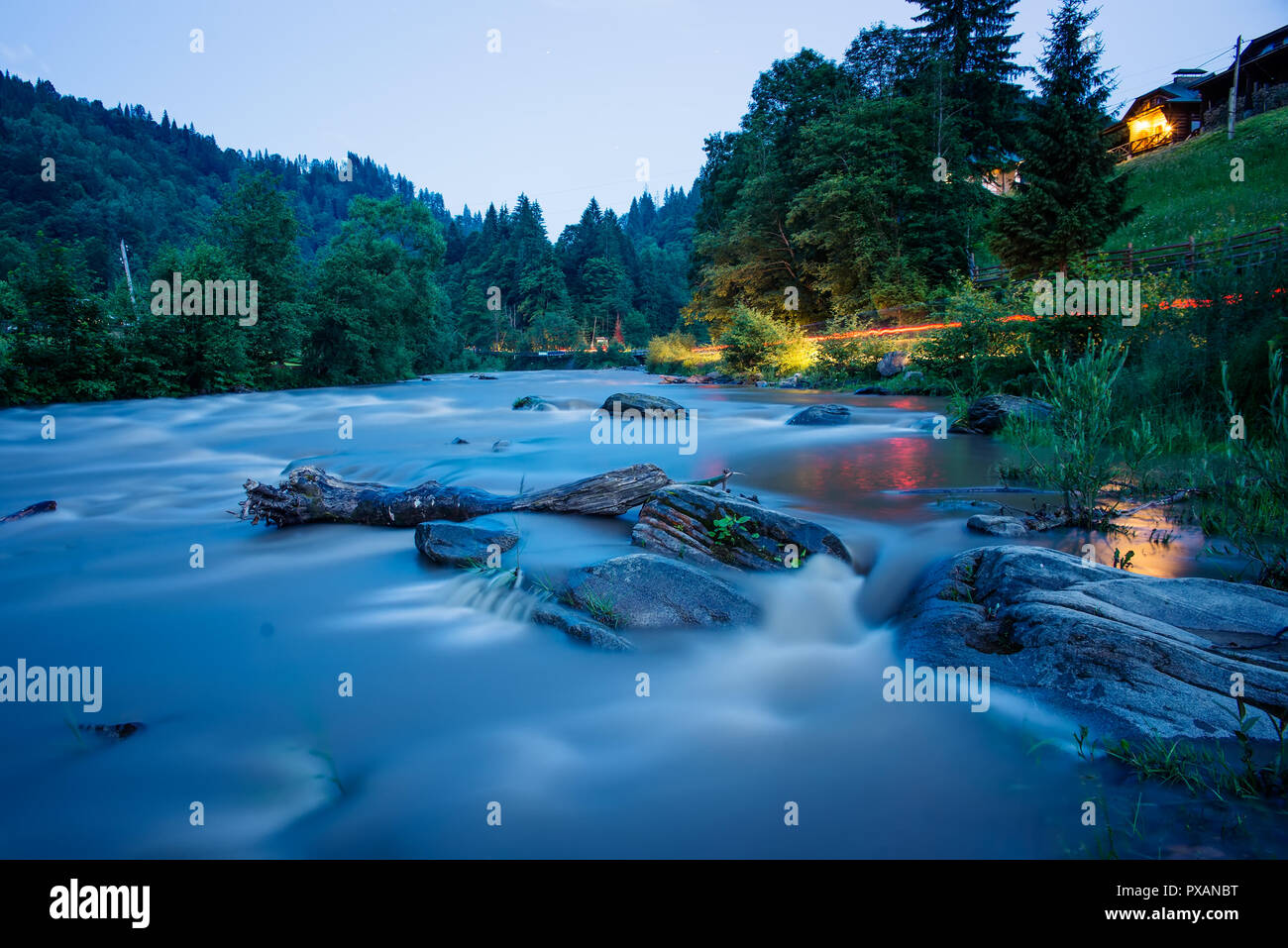 mountain river in Carpathian mountains  Stock Photo