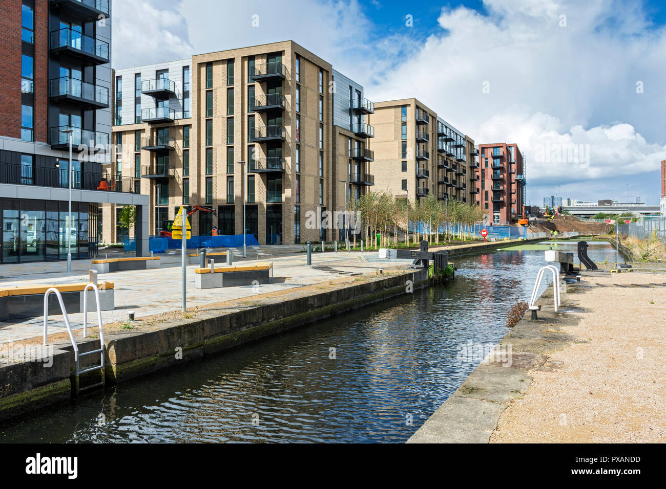 Apartments blocks at the Middlewood Locks development, from the