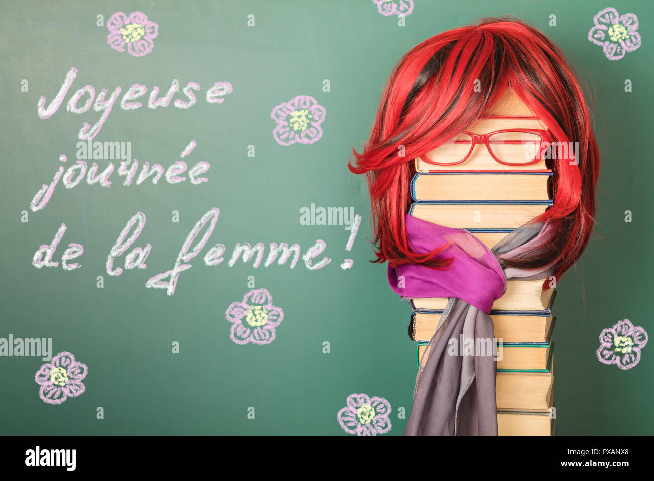 Unusual Teacher Girl And Congratulations In French With The International Women s Day Stock 