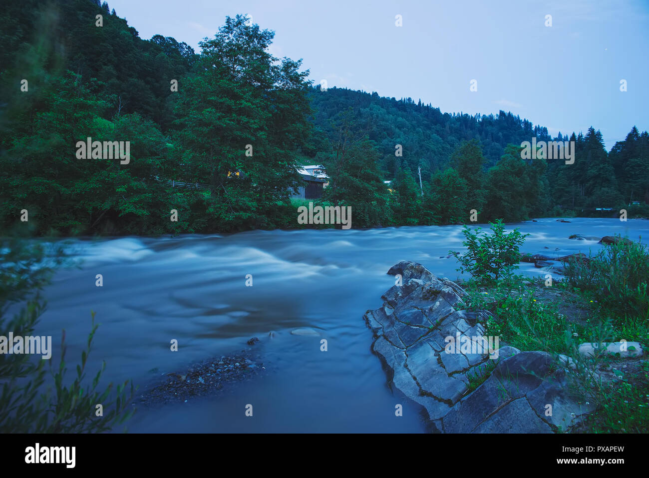 river in Carpathian mountains Stock Photo