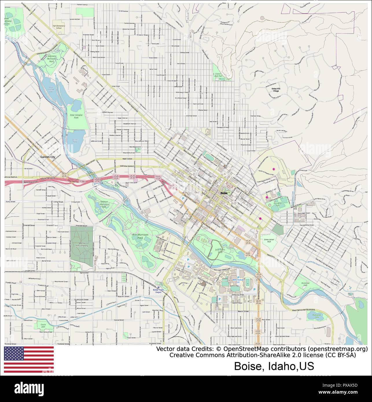Map Of Boise Idaho Area Boise,Idaho,United States,Ada County,Boise River,Boise ,Nampa,Meridian,Boise  Nampa Metropolitan Area Stock Vector Image & Art - Alamy