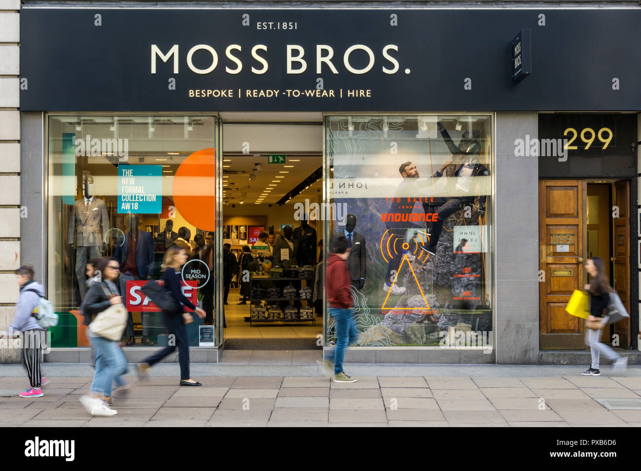 A branch of Moss Bros menswear shops in Oxford Street, London. Stock Photo