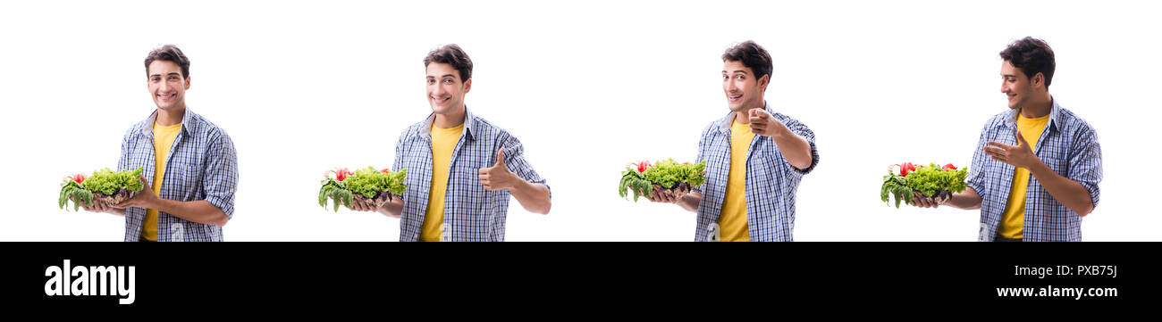 Man with basket of fruits and vegetables Stock Photo - Alamy