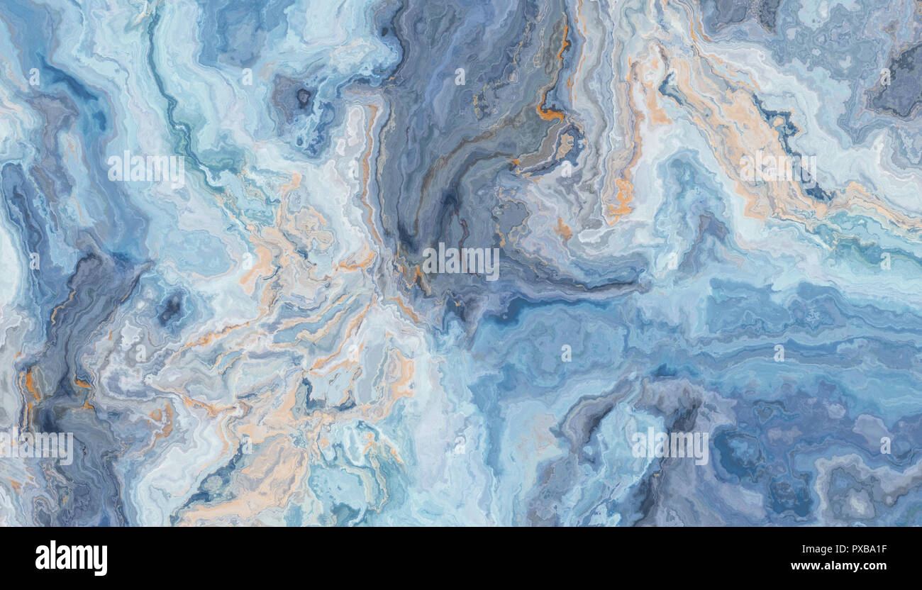 Blue marble pattern with curly grey and gold veins. Abstract texture and  background. 2D illustration Stock Photo - Alamy