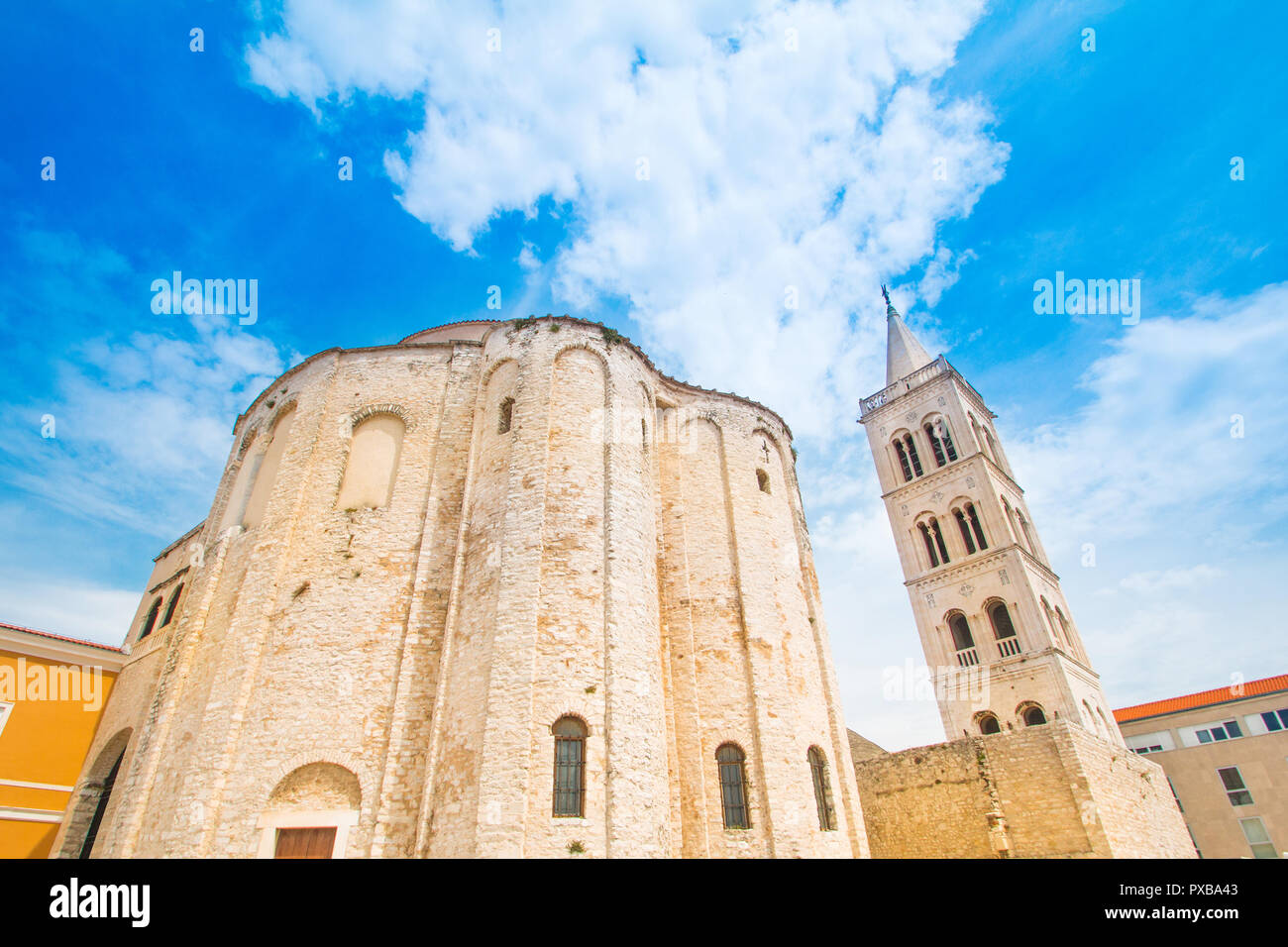 Croatia, Dalmatia, Zadar, saint Donatus (Sveti Donat) church, mediterranean cityscape Stock Photo